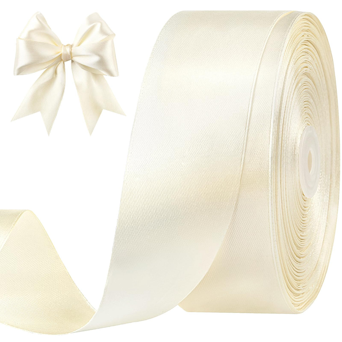 1-1/2 Inch 100 Yards Ivory Satin Ribbon
