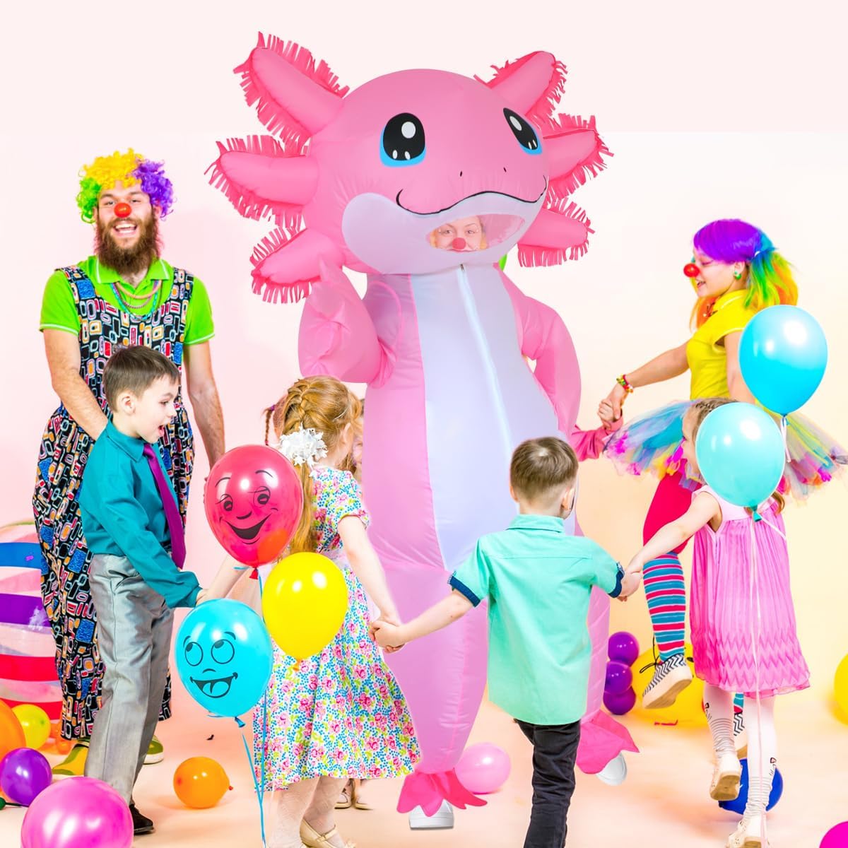 Inflatable Costume Adult Axolotl Costumes Deluxe Halloween Air Blow-up Costume Pink Axolotl Costumes for Women Men