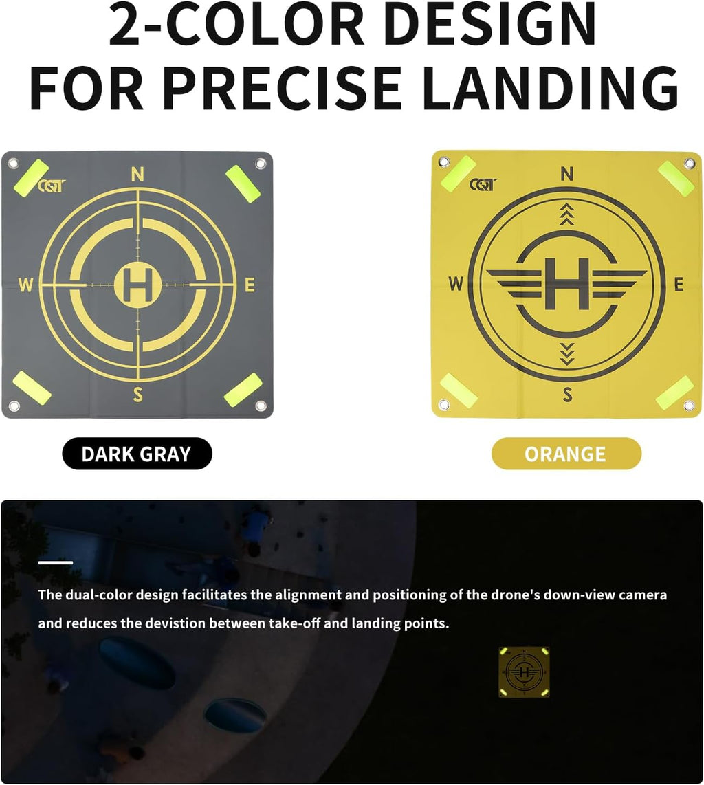 Drone Landing Pad,Universal Waterproof Portable Nighttime Reflective Weighted Landing Apron for DJI Avata 360 Mini 5