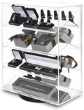 Rotating Acrylic Eyewear Display Case with 4 Removable Shelves | Premium Acrylic display case with 4 removable