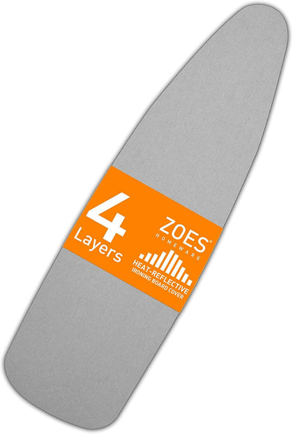 Ironing Board Cover and Pad | 100% Cotton Cover with Padding Standard Size with Aluminum Coating | Heat-Reflective