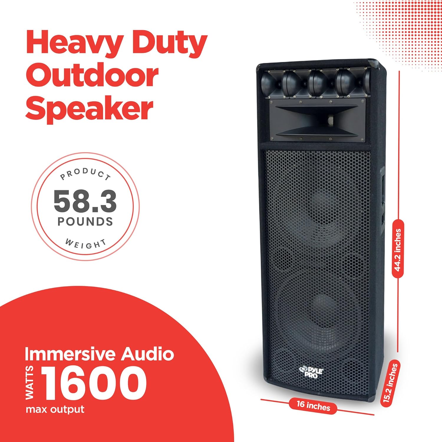 Portable Cabinet PA Speaker System - 1600 Watt Outdoor Stereo Sound Speakers w/ Dual 12" Woofers, 3.4" Piezo