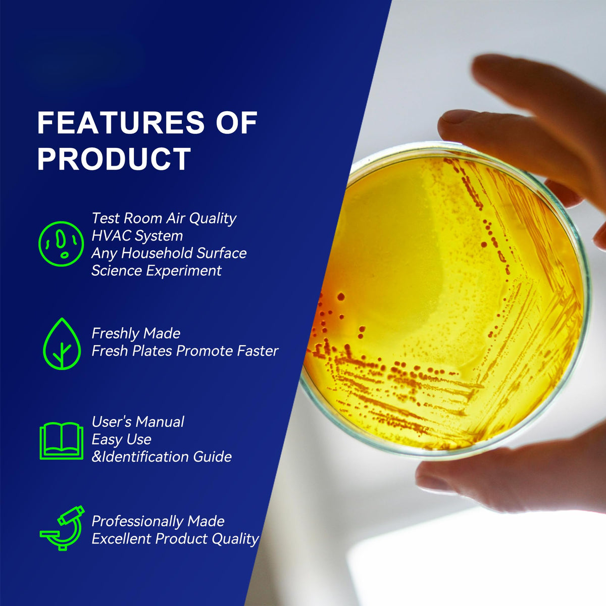 Nutrient Agar Petri Dishes Science Project Kit,10 Pre-Poured Agar Plates and Cotton Swabs for Science Experiments