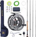 Fly Fishing Rod and Reel Combo, 4 Pieces Ultra Lightweight Portable Fly Rod and CNC Machined Aluminum Alloy Reel
