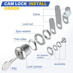 U 9941 5/8" Cam Lock, Diecast Drawer and Cabinet Lock for Prime-Line | 5/8” Length Cylinder Lock for 5/16” Max Panel