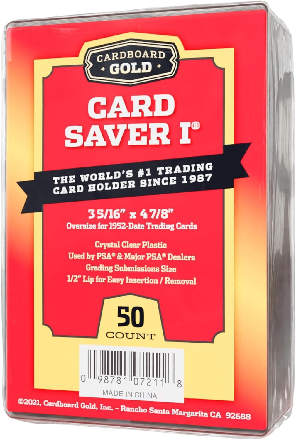 Card Saver 1 - Semi Rigid Card Holders - 50 Count | PSA BGS SGC Grading Submissions, Acid-Free Polypropylene