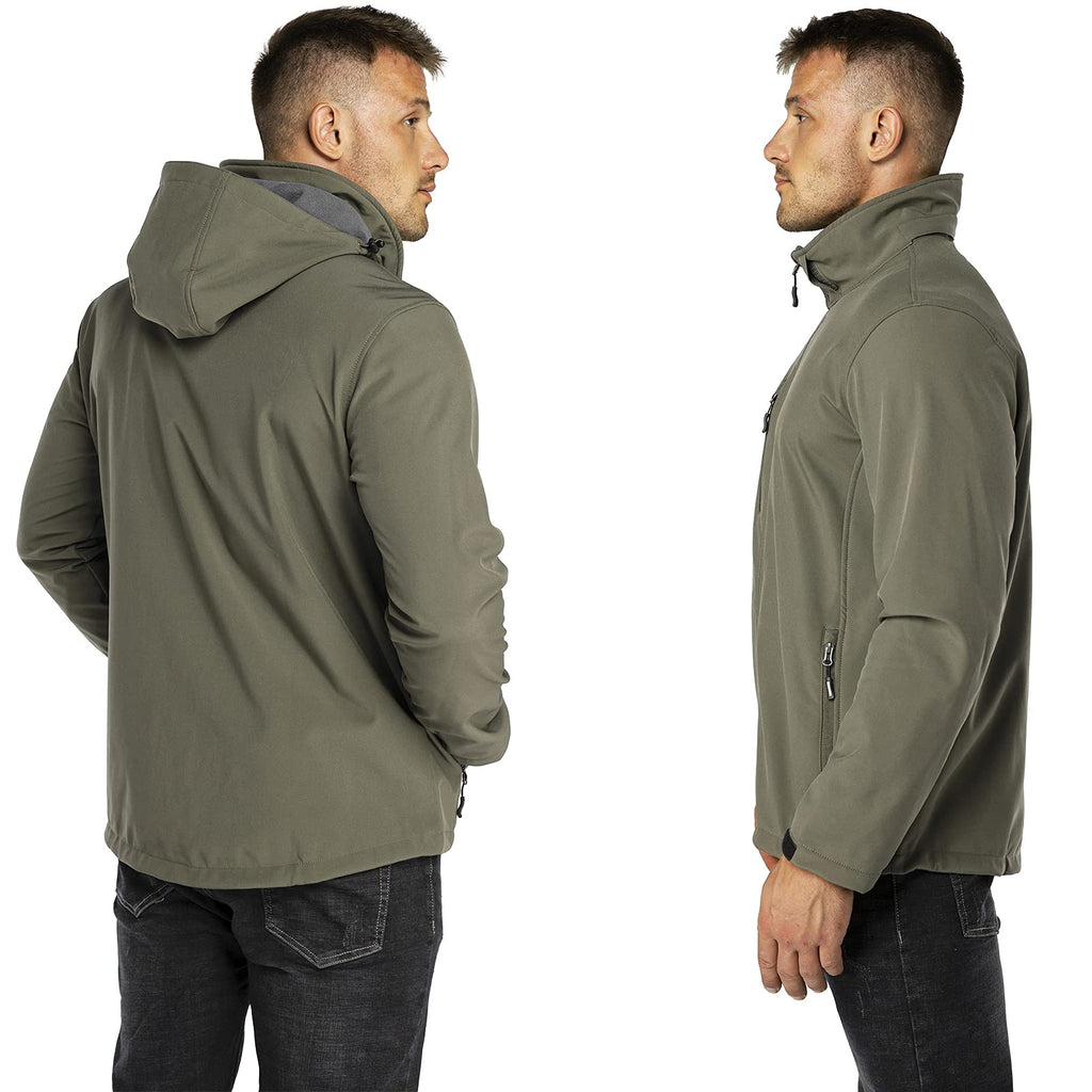 Men's Softshell Jacket Waterproof Fleece Rain Shell Coat