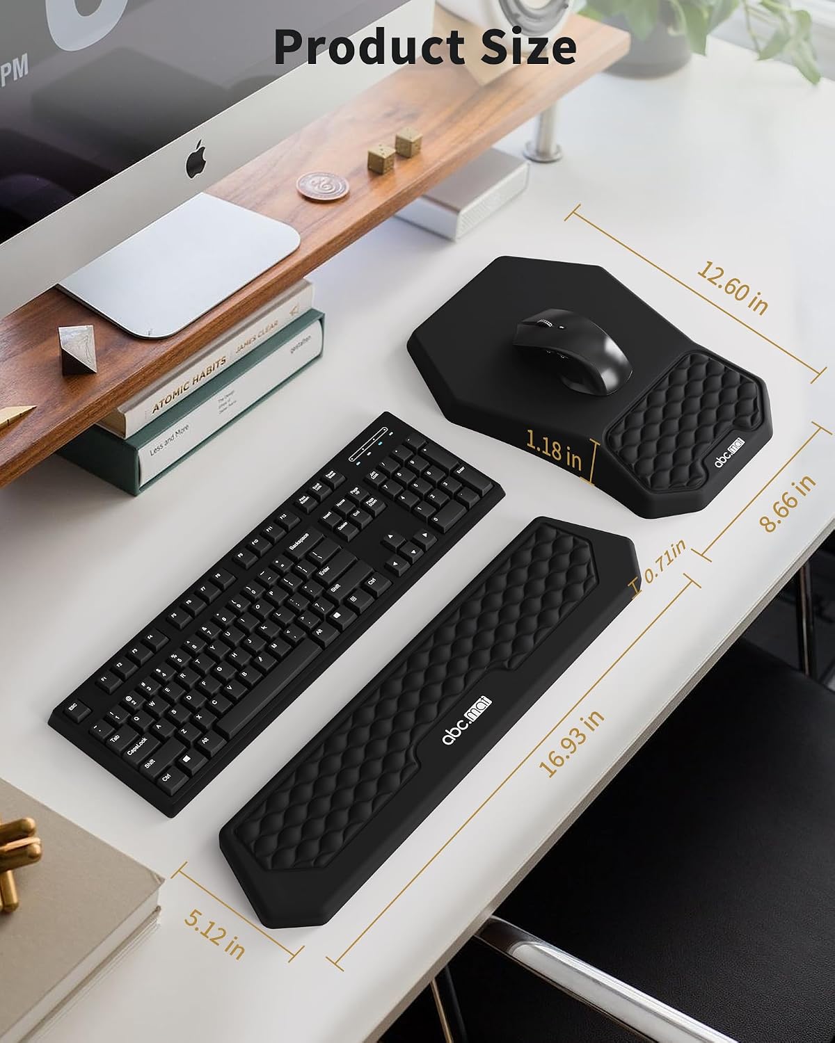 Ergonomic Mouse Pad Wrist Rest and Keyboard Wrist Rest Support Set | Massage Design Mousepad for Carpal Tunnel Pain