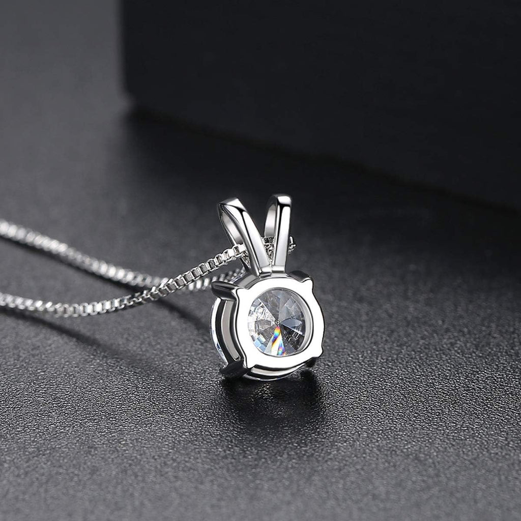 Dainty Solitaire Necklaces Stud Earrings Set For Women,White Gold Plated Simple Prom Jewelry Set Cubic Zirconia