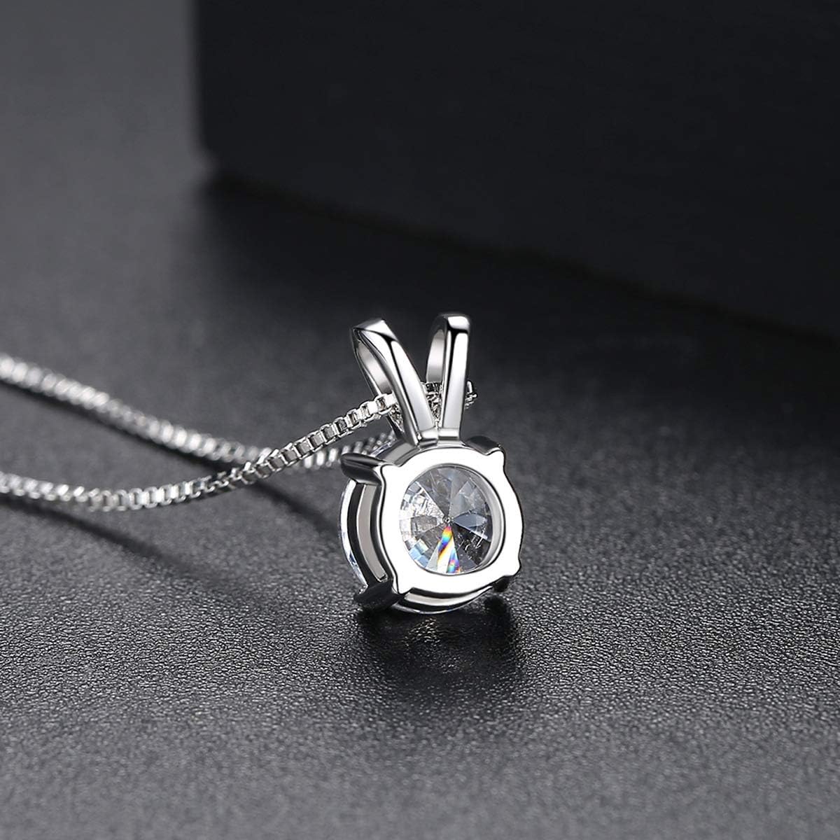 Dainty Solitaire Necklaces Stud Earrings Set For Women,White Gold Plated Simple Prom Jewelry Set Cubic Zirconia