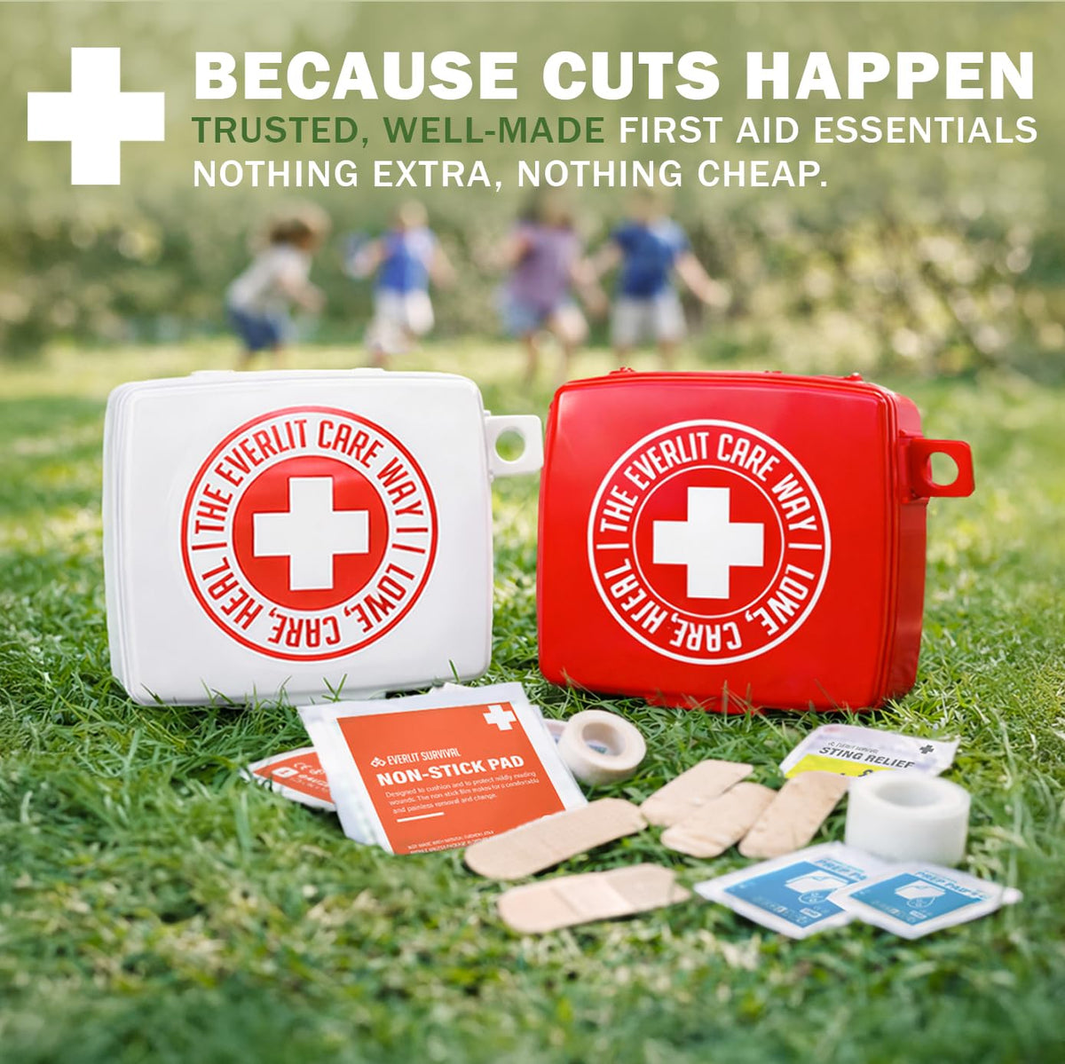 EVERLIT Pocket-Aid Kit | Travel-Friendly Hard-Shell Cases with 50 Items for Cuts, Scrapes, Burn & Wound Care | Pack