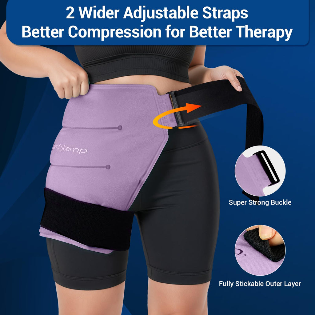 Hip Ice Pack Wrap for Sciatica Pain Relief, Purple (S/M)