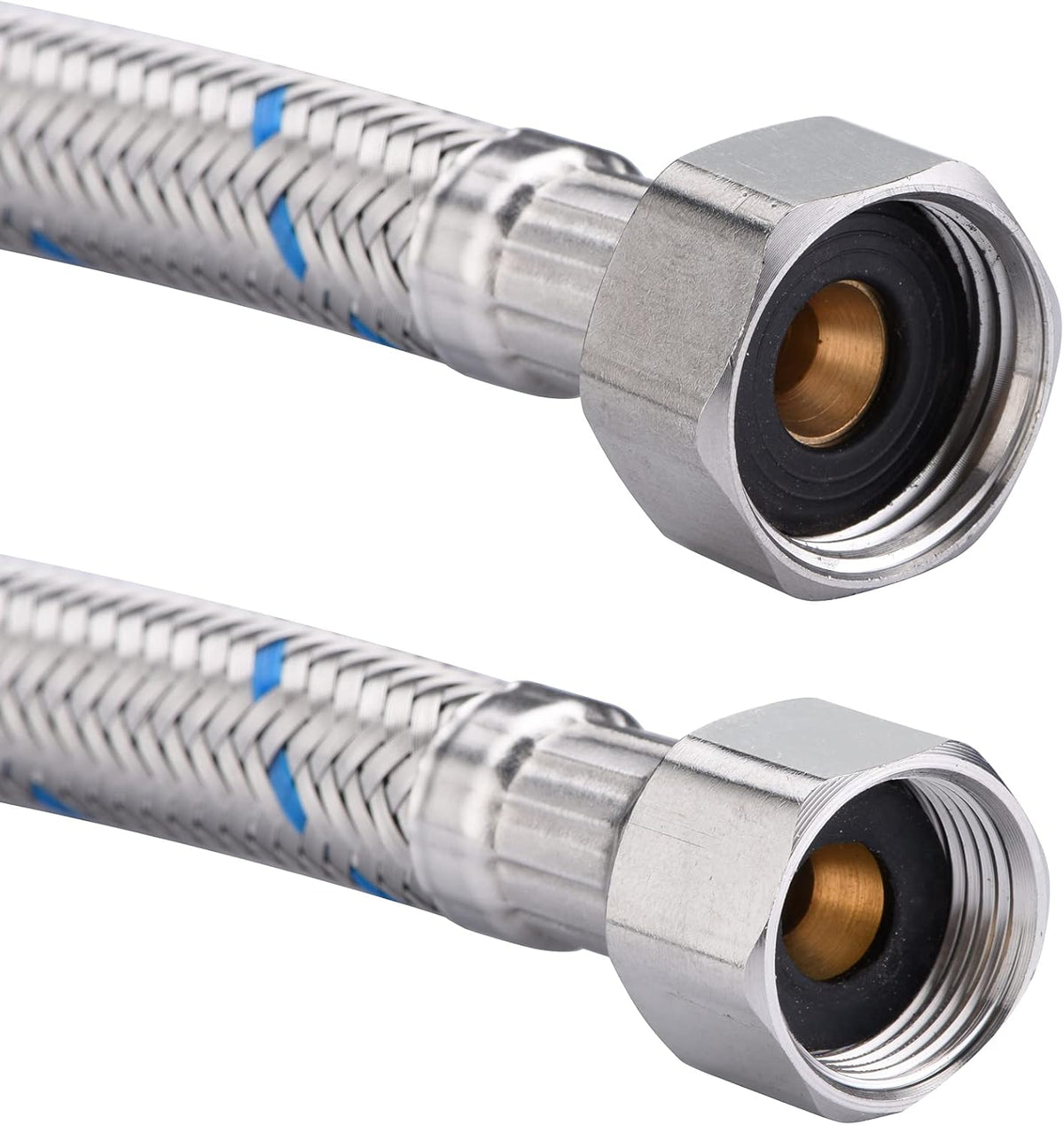 Braided Stainless Steel Faucet Supply Lines, 24 Inches | 1/2-inch FIP x 3/8-inch Compression, Faucet Connector