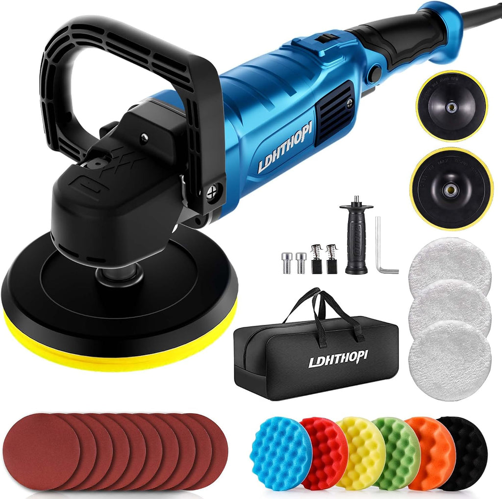 Buffer Polisher, 1800W 6 inch/7 inch Rotary Buffer Polisher Waxer, 2026 Upgraded 750-3100RPM Car Buffers and