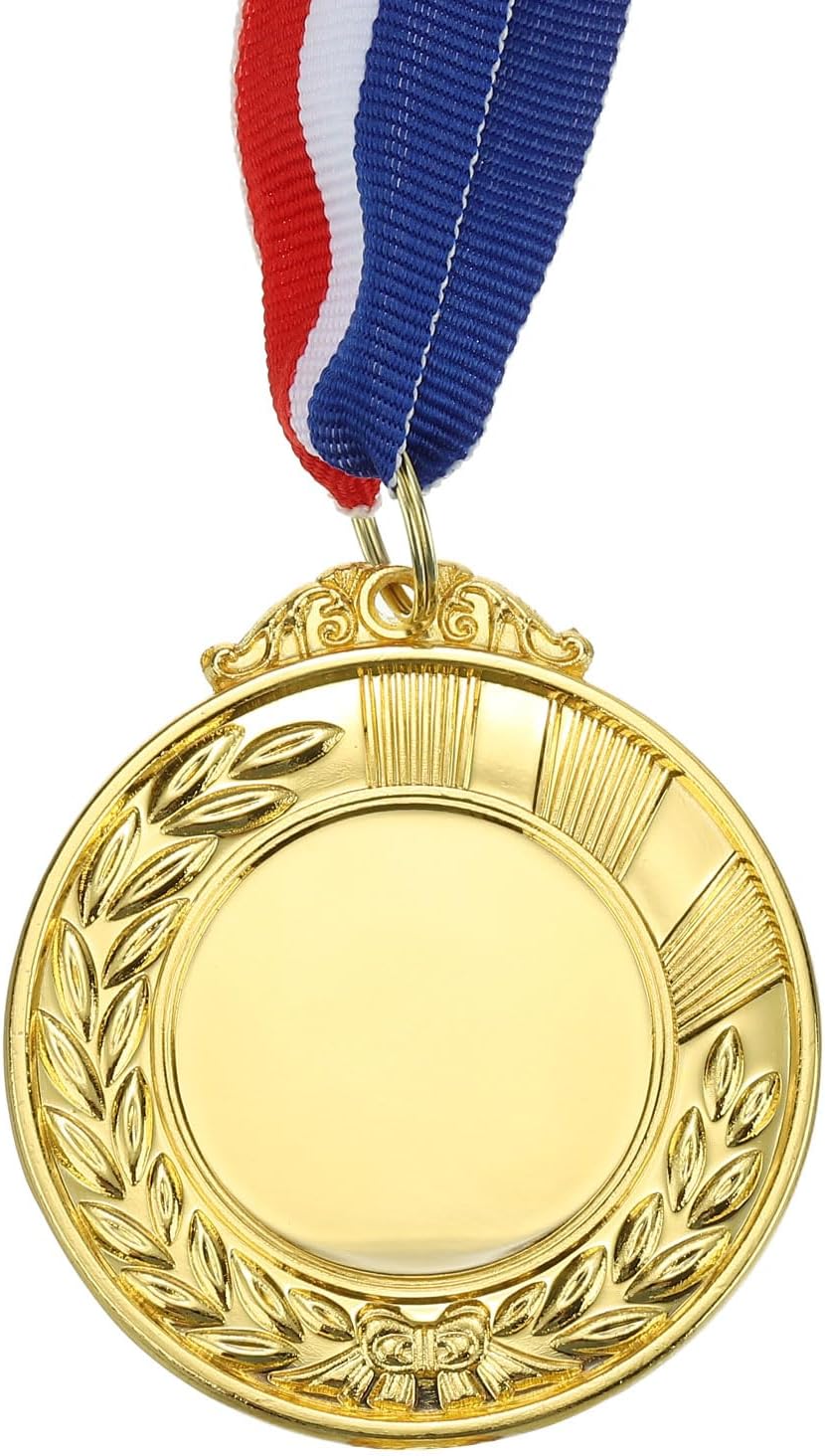 Blank Award Medals Gold Silver Bronze Award Medal Neck Ribbon 15Pcs | Make Your Kit, Winner Prize for Sports Games
