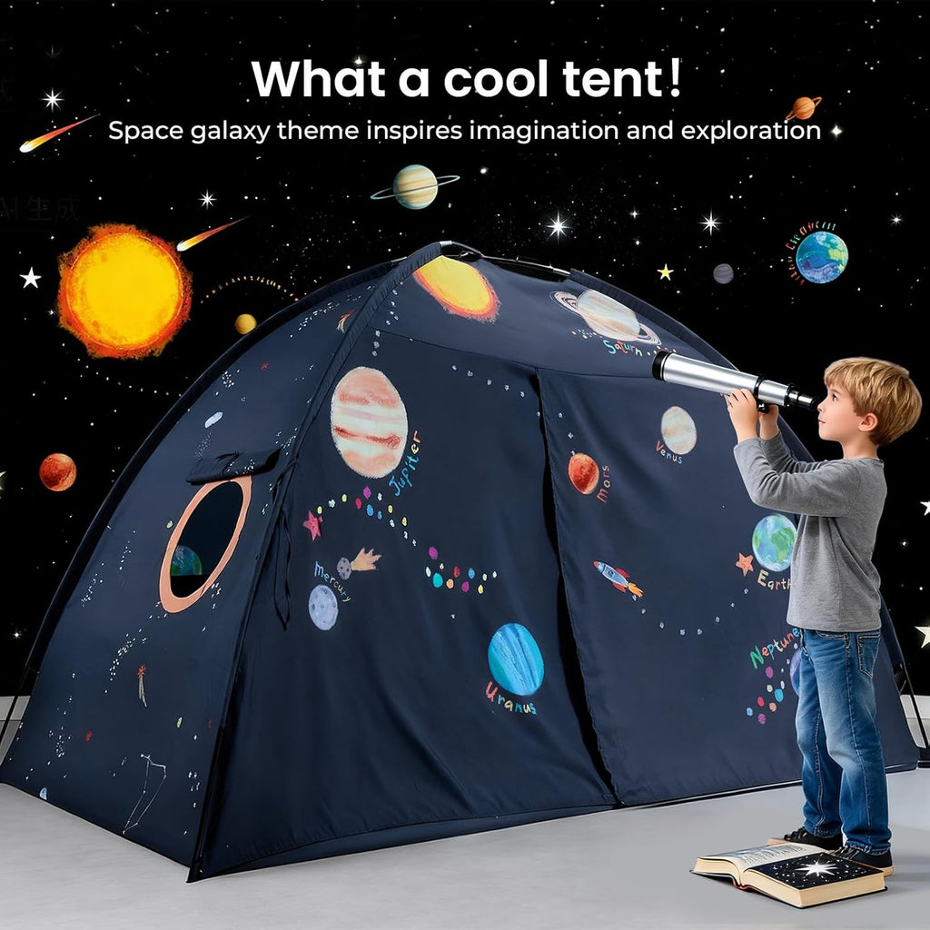 Kids Play Tent with Tunnel, Pop Up Play Tent with Ball Pits for Toddlers, Space Galaxy Bed Tent for Kids – Sleep Bed