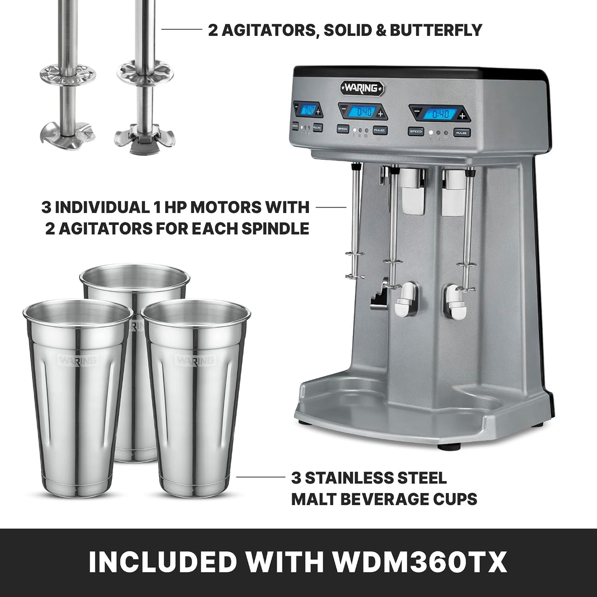 Heavy-Duty Triple Spindle Drink Mixer