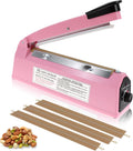 8 Inch Impulse Heat Sealer Machine with Extra Replace Element Grip, Pink