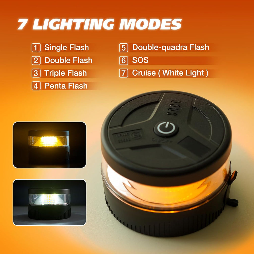 Magnetic Beacon Light, USB-C Rechargeable Wireless Strobe Lights for Truck, 32 LED Amber Battery Operated Flashing