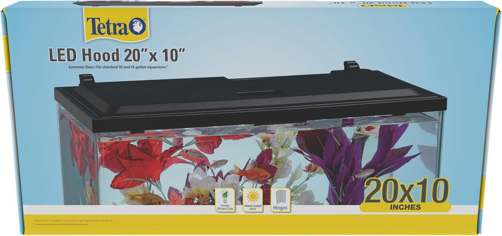 LED Aquarium Hood 20 in x 10 in, Low-Profile Fish Tank Cover