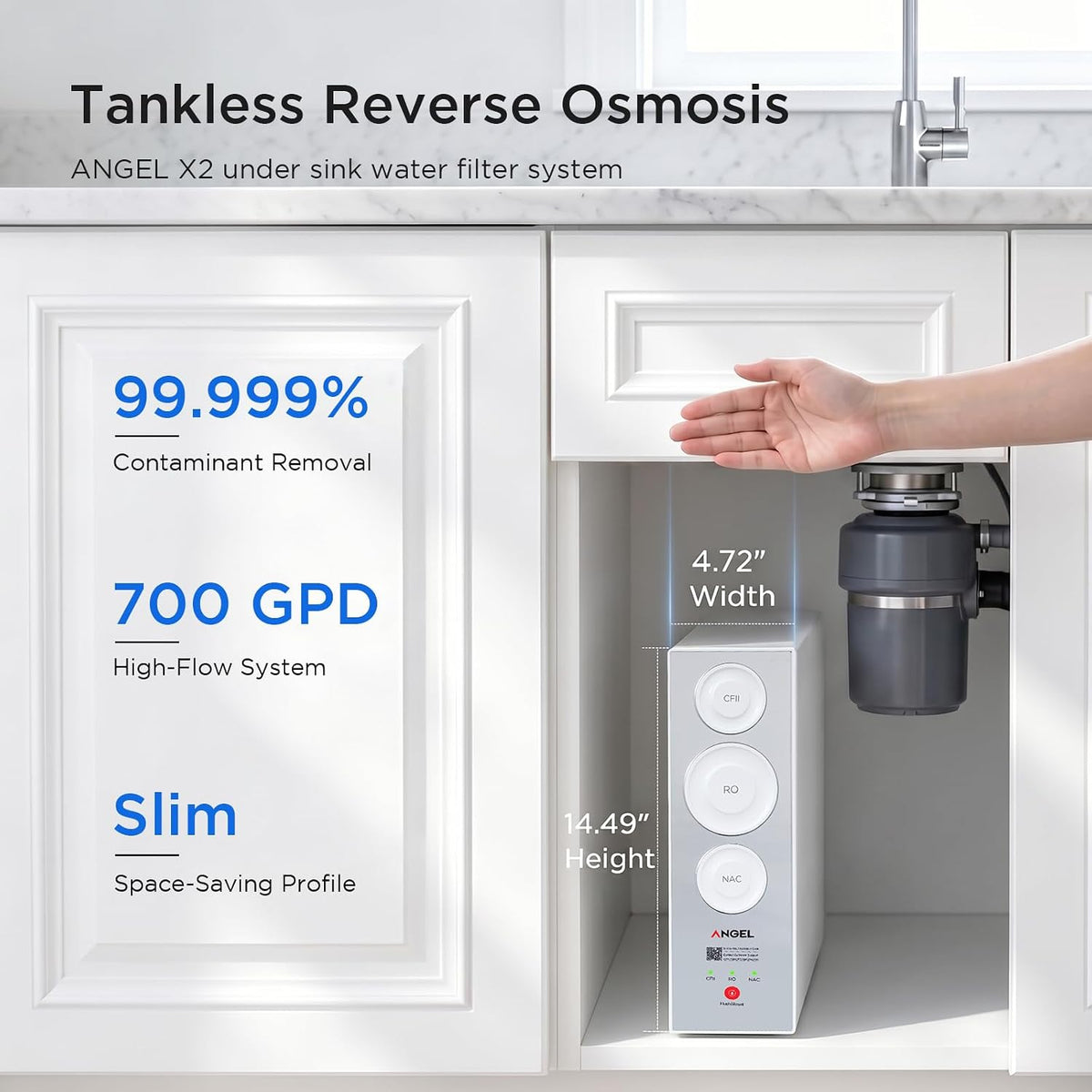 X2 Tankless Reverse Osmosis System, 700 GPD, Under Sink RO Filter