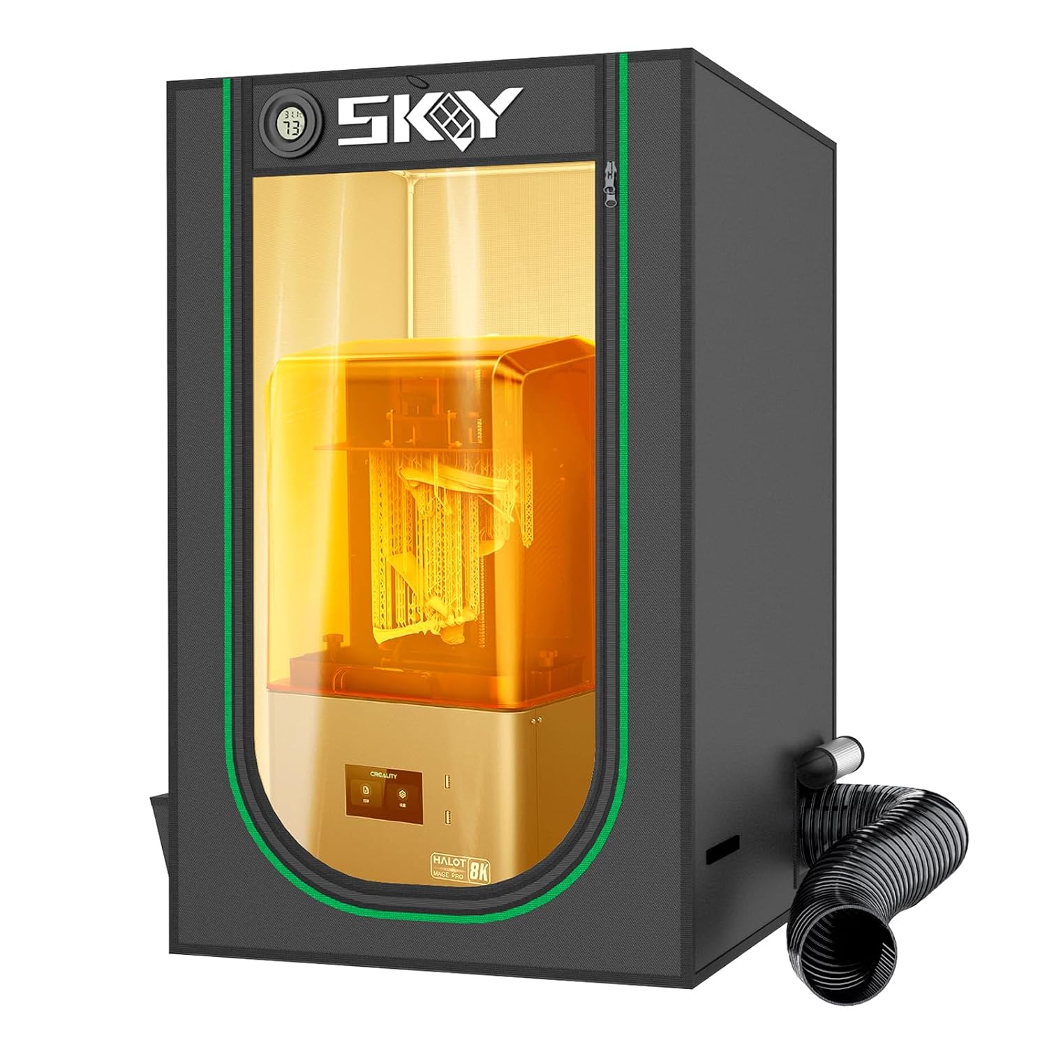Resin 3D Printer Enclosure Cover Tent with Ventilation, LED Light, Thermo-Hygrometer, Odor Elimination 24 x 18 x 18