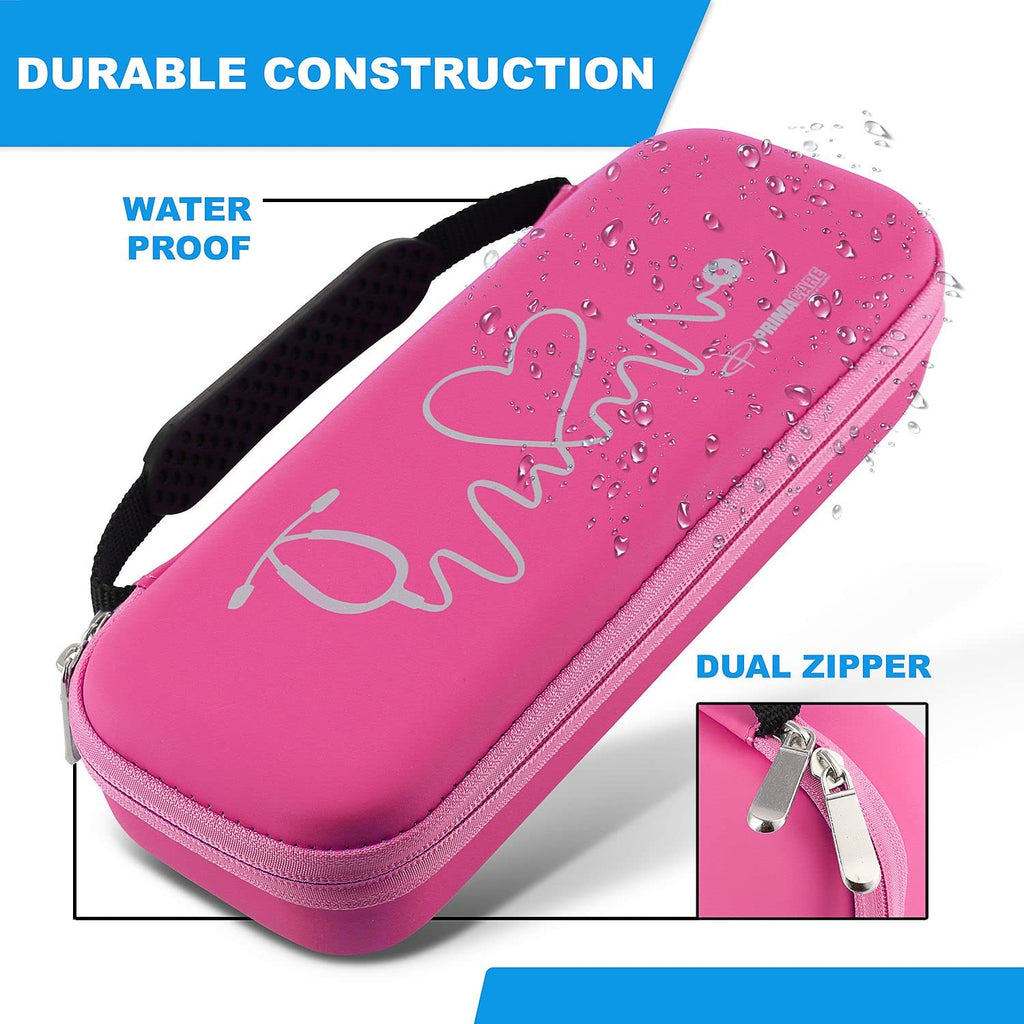 KB-9397-PK Stethoscope Case, Supplies Included, Pink with Multiple Compartments, Portable and Lightweight First Aid