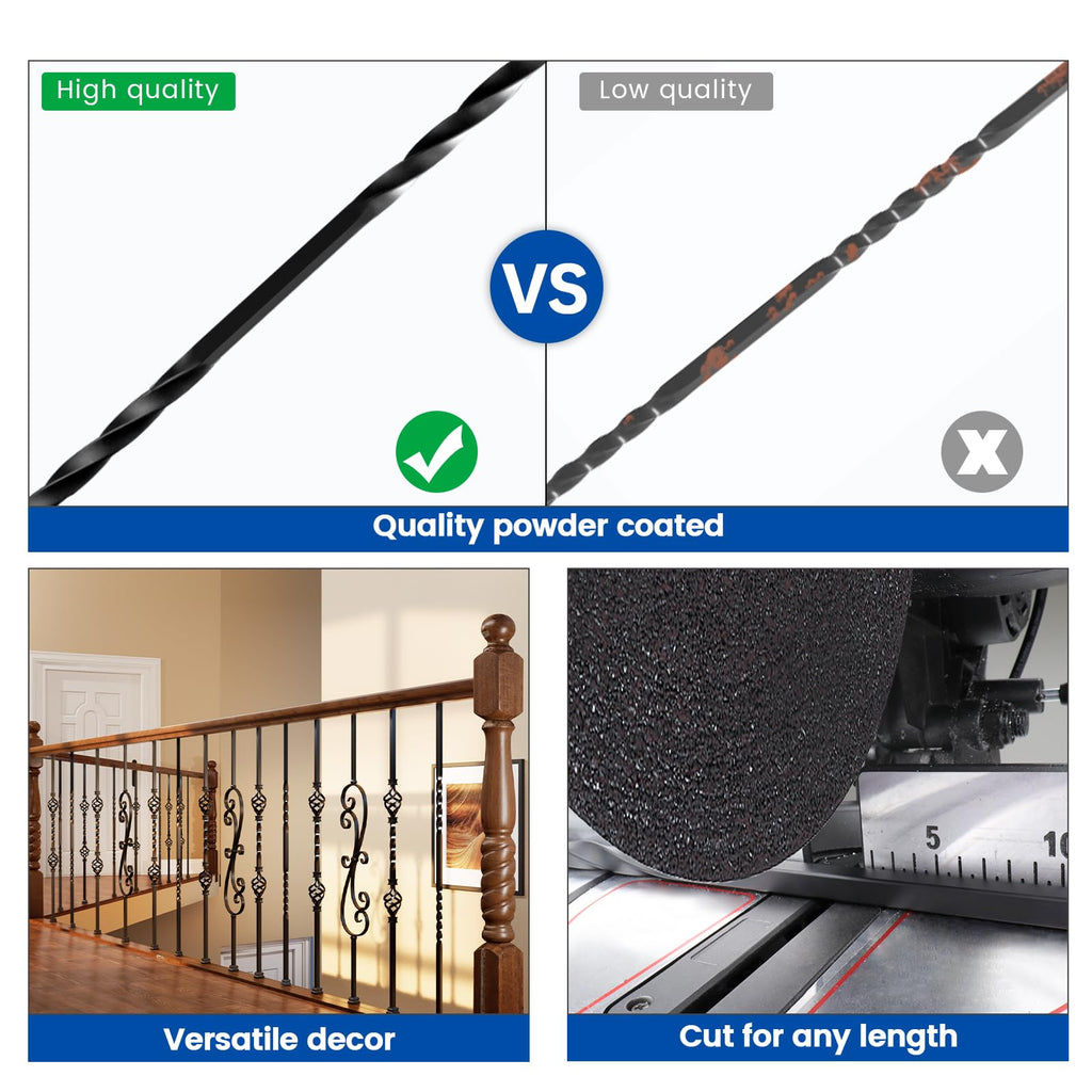 10 Pack 44" Double Twist Hollow Iron Balusters WT14