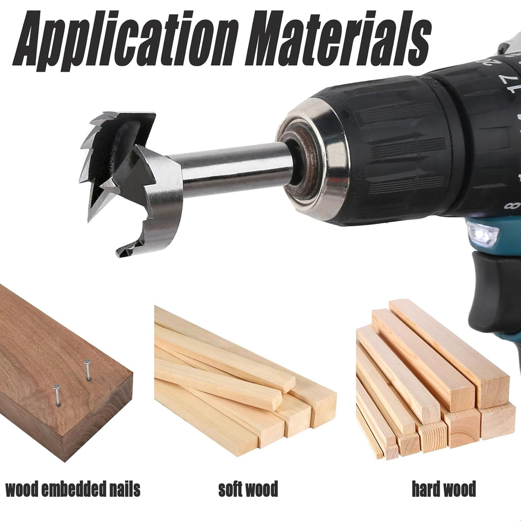 1/4''-2-1/8'' 16PCS HCS Forstner Drill Bit Set for Wood, Hex Shank | Multi-Tooth Forstner Bits for Woodworking, Wood