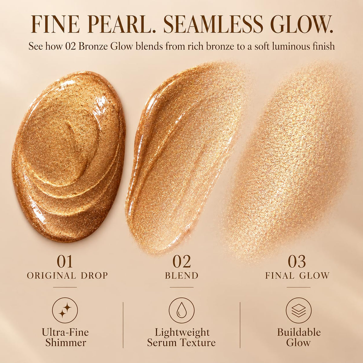Bronzing Drops for Face & Body, Liquid Bronzer & Highlighter, Lightweight Buildable Shimmer Makeup, Mix with