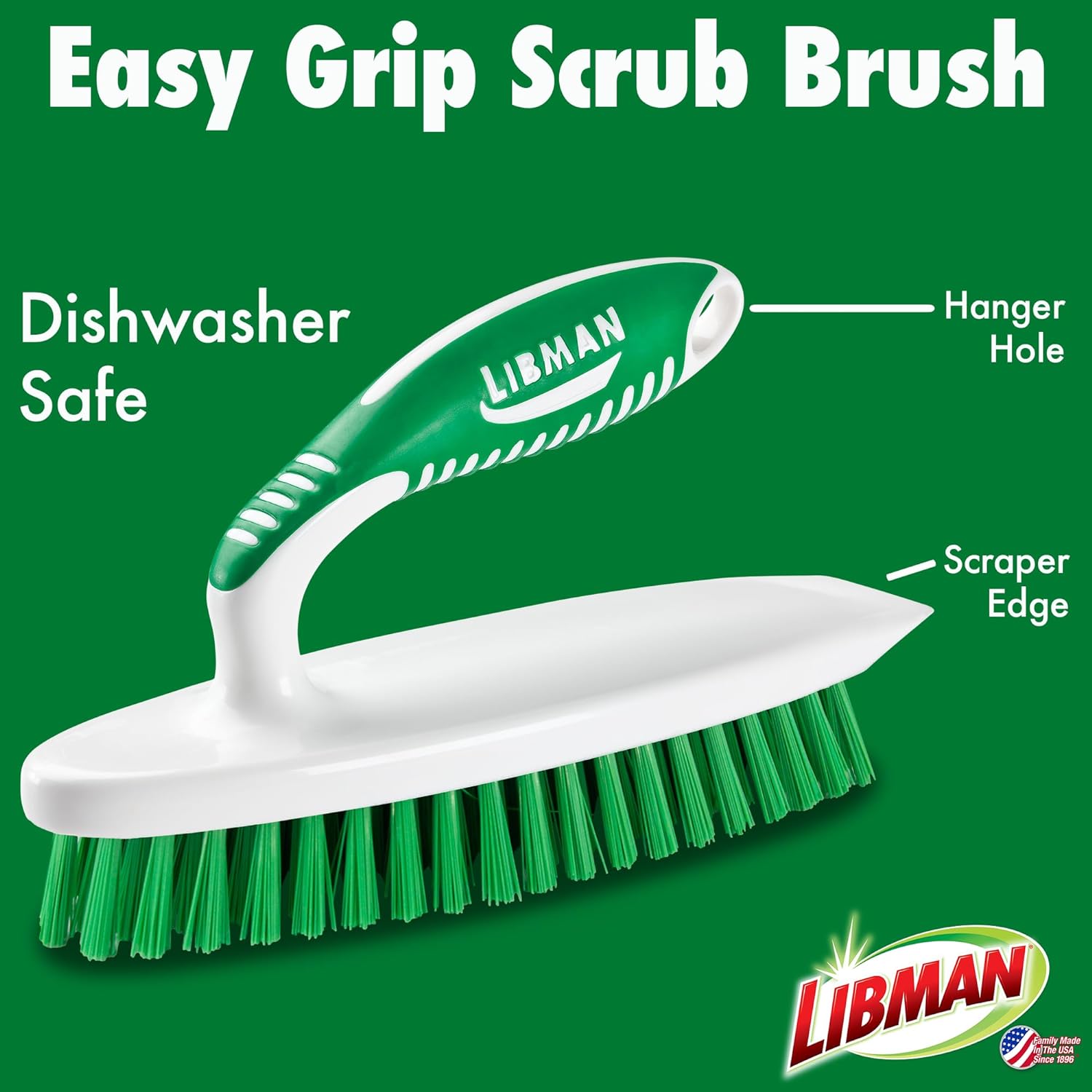 Libman Heavy Duty Scrub Brush Kit | Cleaning Brushes for Household Use | Tub Scrubber | Easy Grip Scrub Brush | Big