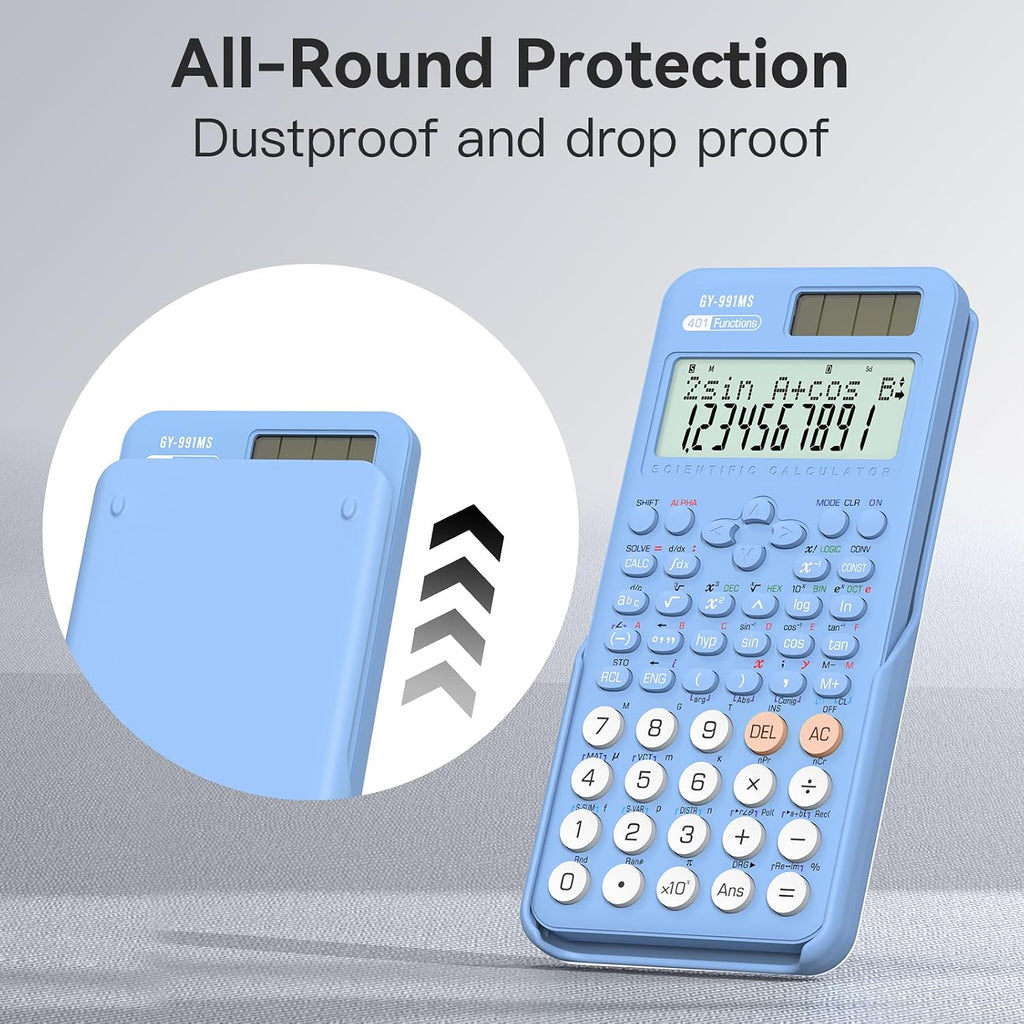 Scientific Calculator School Supplies, ROATEE 991MS 401 Functions 2-Line Display Desktop Calculator with Sliding