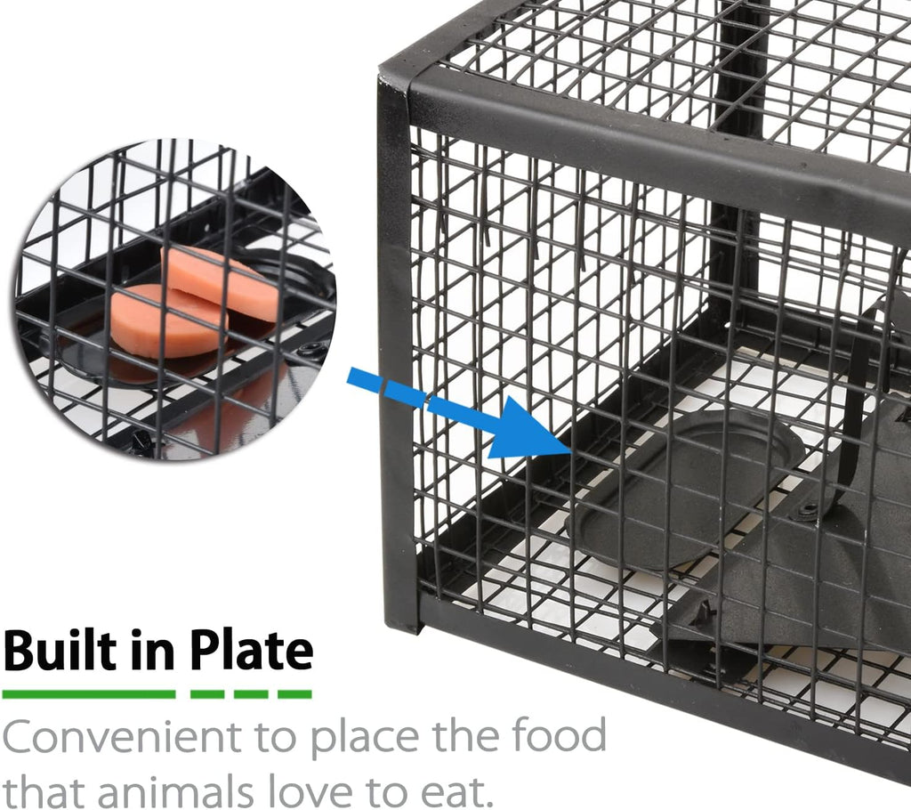 2-Pack Rat Traps Humane Live Mouse Vole Chipmunk Trap Cage (Black)