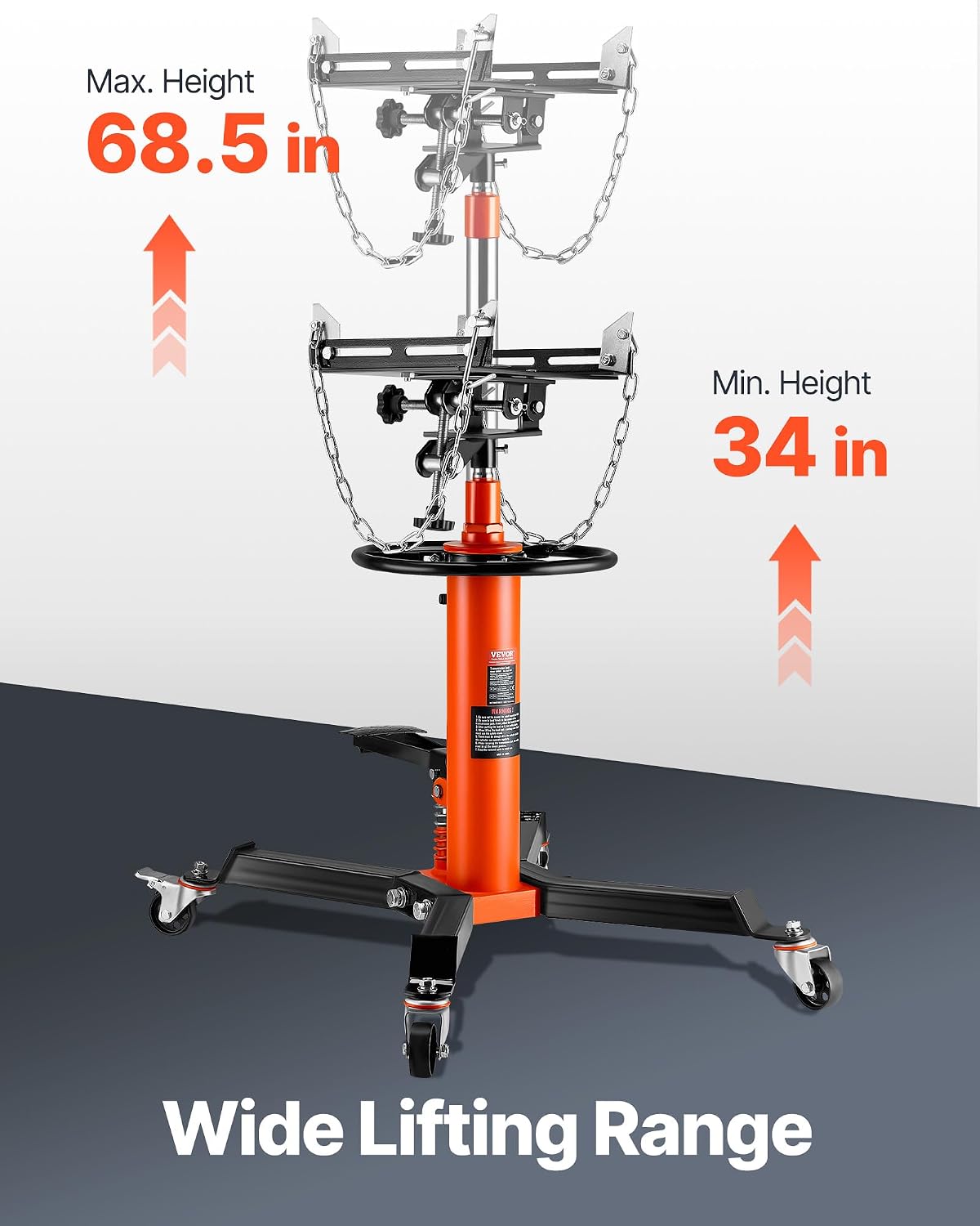 Transmission Jack, 1322 LBS Hydraulic Telescoping Transmission Jack, 32"-67" High Lift Transmission Jack Stand with