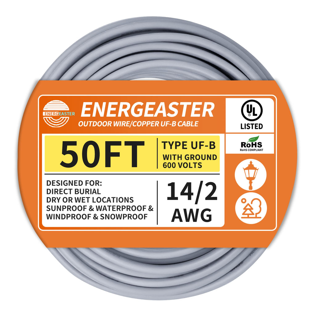 Energeaster 14/2 UF-B 50FT Solid Underground Feeder Direct Burial Cable