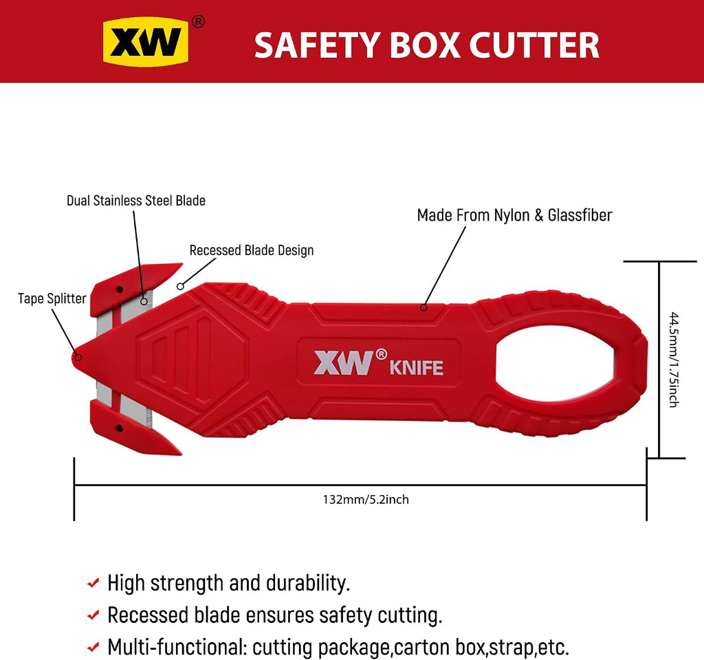 Safety Box Cutter, Carton and Package Opener of Assorted Colors, 6-Pack