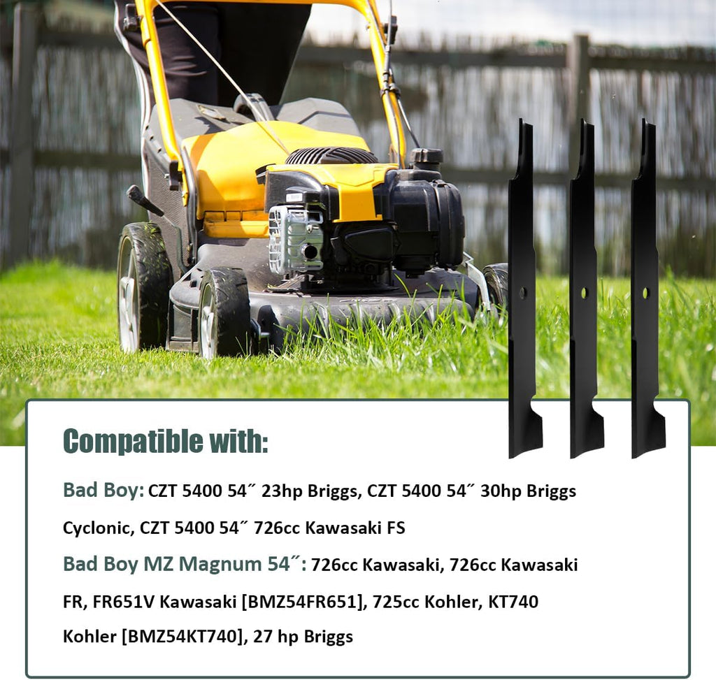 Replacement Lawn Mower High Lift Blades for 038-0005-00 - Compatible with Bad Boy 54" MZ Magnum Model Series Rotary