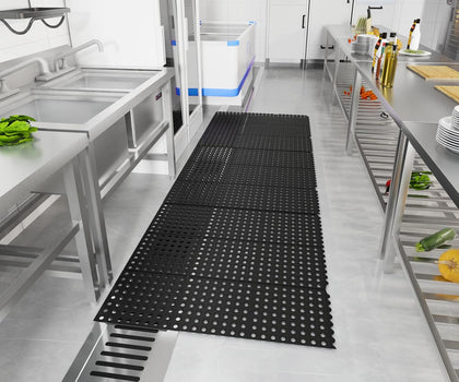 Rubber Floor Mat with Holes, Anti-Fatigue/Non-Slip Drainage Mat, for Industrial Kitchen Restaurant Bar Bathroom