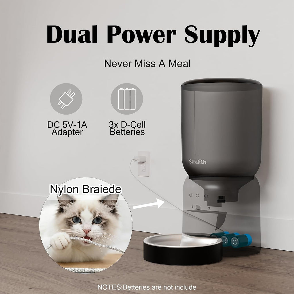 Automatic Cat Feeder with 2K Camera: Cat Food Dispenser with 6L Capacity, Container for Multiple Pet; Automatic Dog