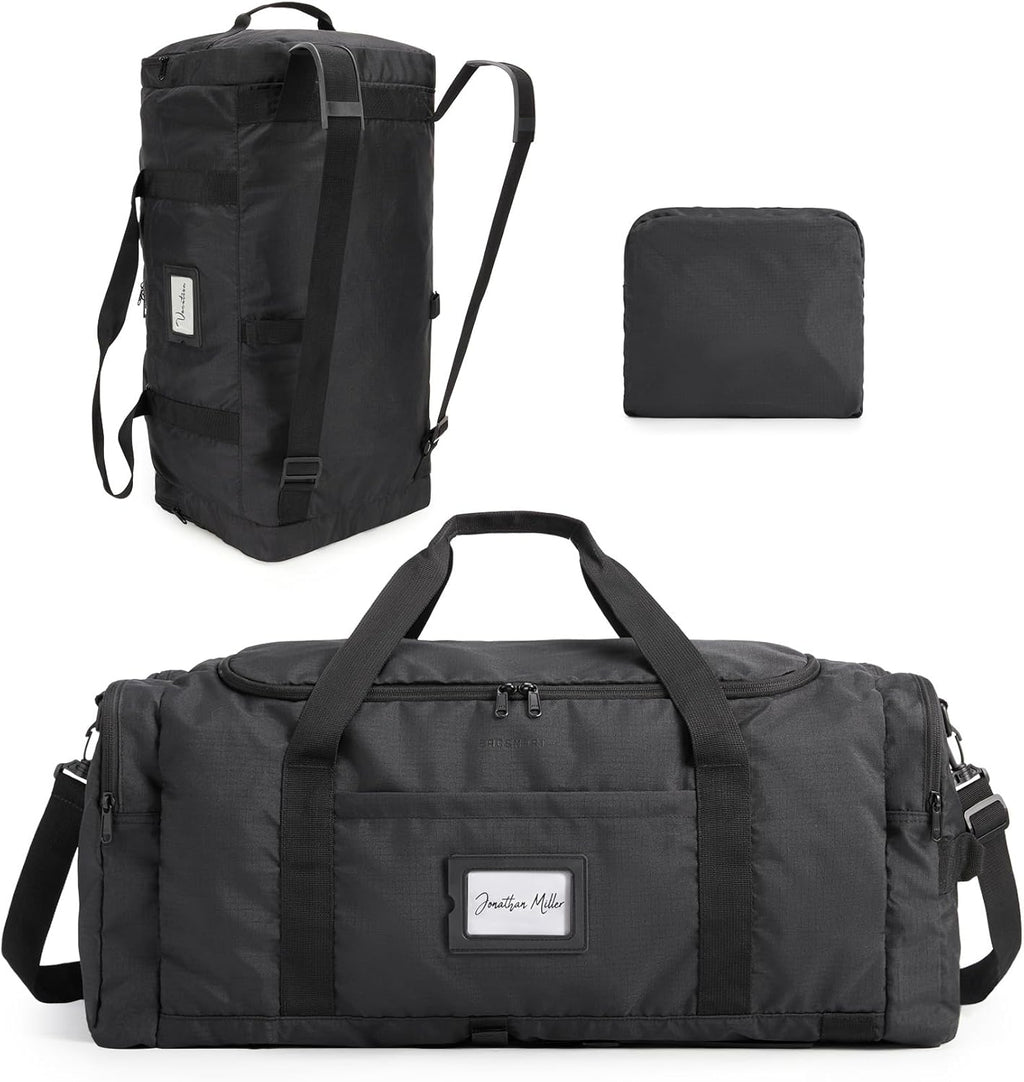 BAGSAMRT 60L Foldable Duffle Bag for Travel, Large Travel Duffel Bag for Men, 4 in 1 Travel Backpack, Carry on