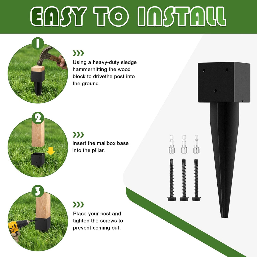 4 "x 4" Mailbox Mounting Post Base Black Heavy Duty Metal Mailbox Post Mount Base Mail Box Posts Anchors Mail Box