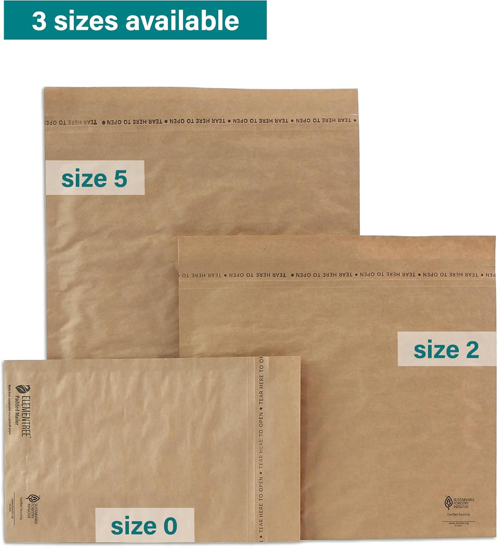 Medium Recyclable Kraft Paper Padded Mailers 12" x 9" (Size #2) - 50 Brown Padded Mailing Envelopes - Flexible Padded