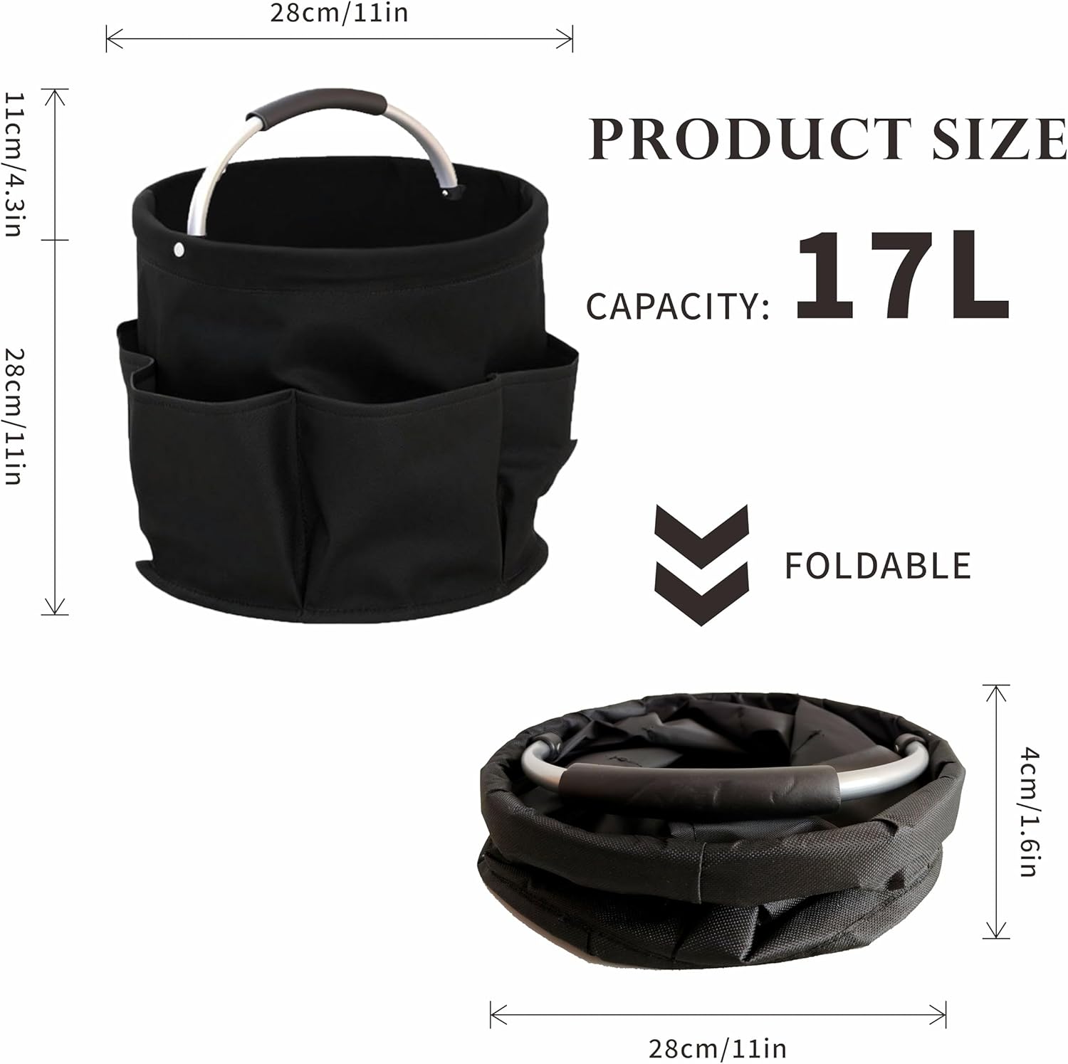 Cleaning Caddy with Handle,Cleaning Supplies 17L Foldable Storage Basket,Portable Multi Bucket Organiser Mop Bucket