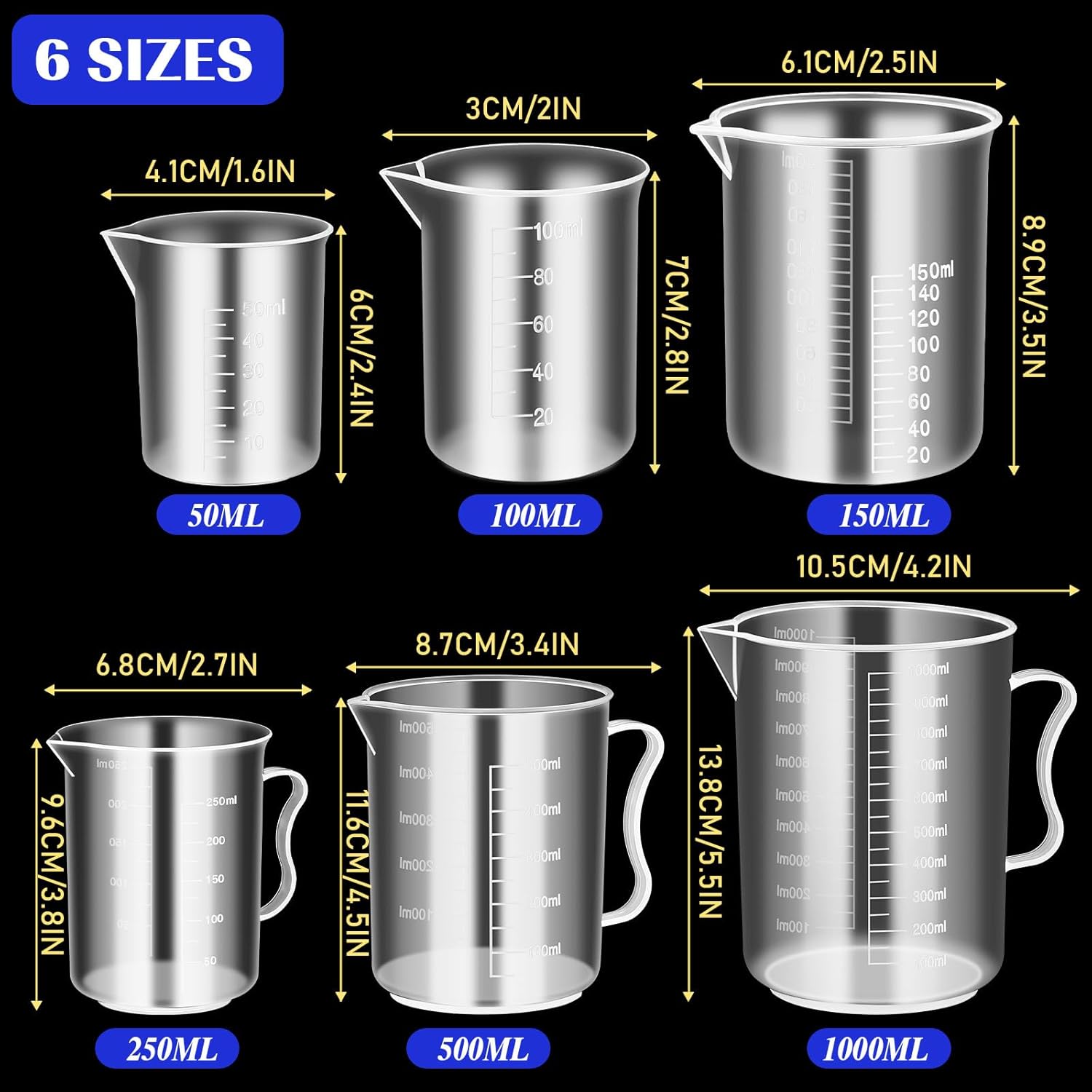 40 Pcs Plastic Test Tubes with Rack Plastic Beakers Lab Party DIY | 5 Graduated Cylinders, 6 Beakers, 3 Flasks, 10