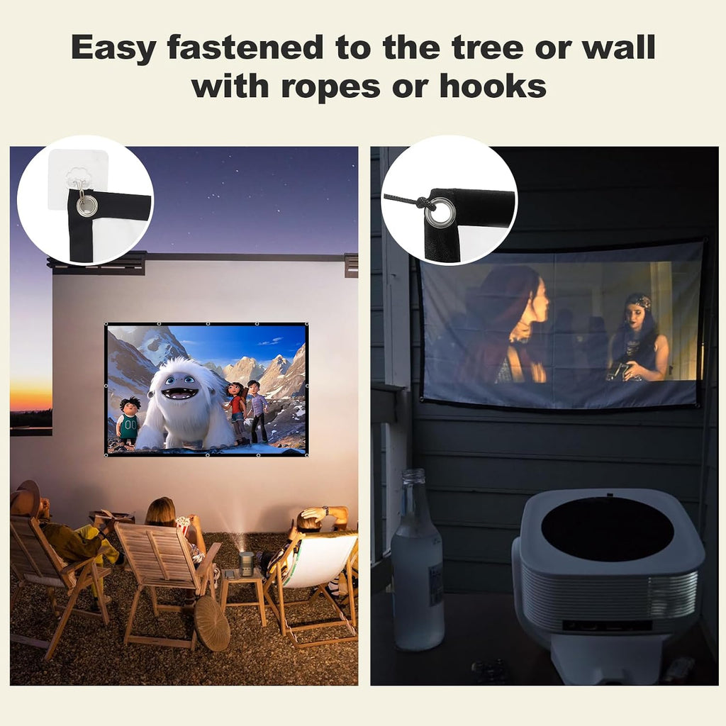 Foldable 60-inch Projector Screen, XINLEMY 4K 16:9 HD Portable Projection Movie Screen Double-Sided Cinema Screen for