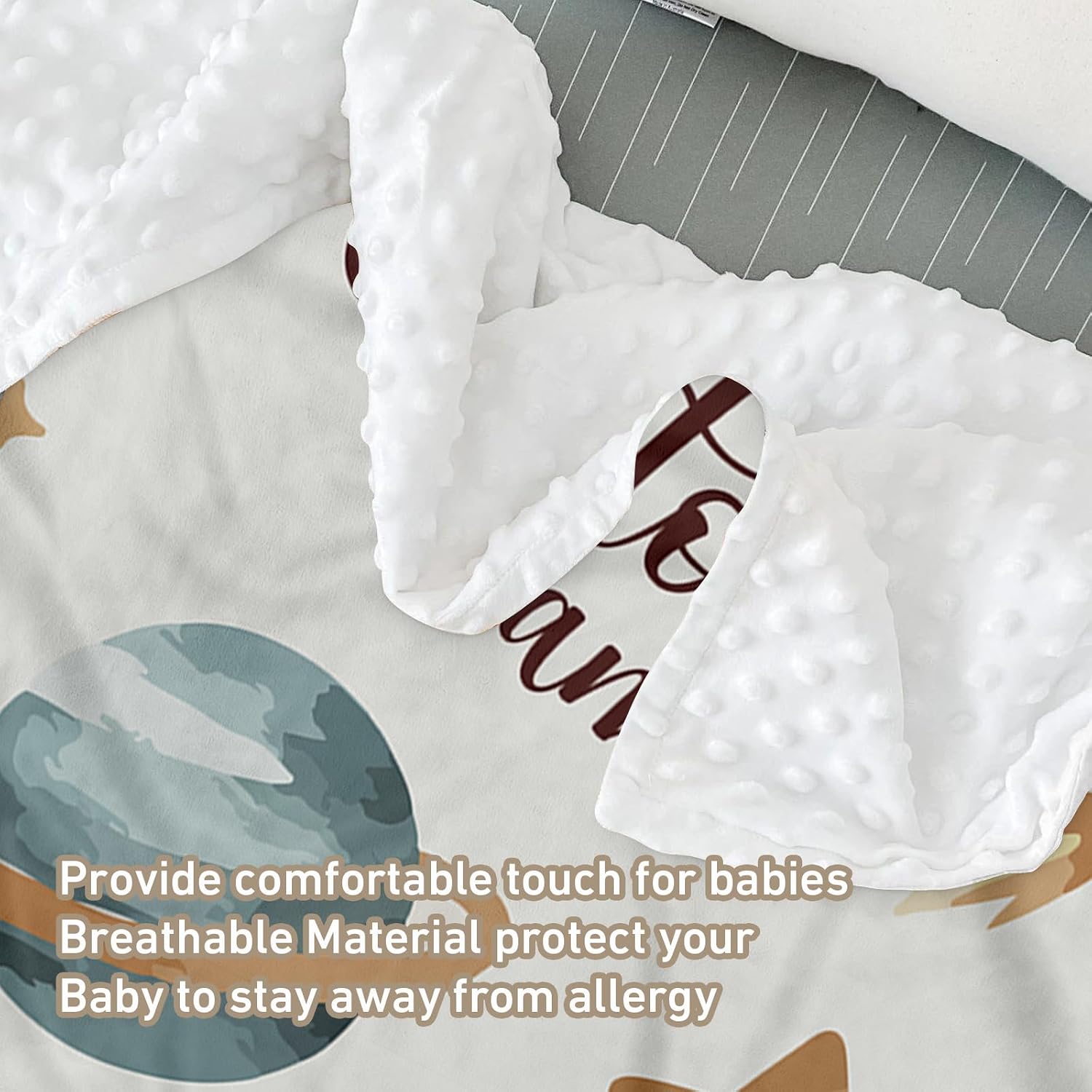 Personalized Baby Crib Bedding Set – Planet Space Theme Nursery Bedding Sets 3 Piece with Custom Name Blanket, Fitted