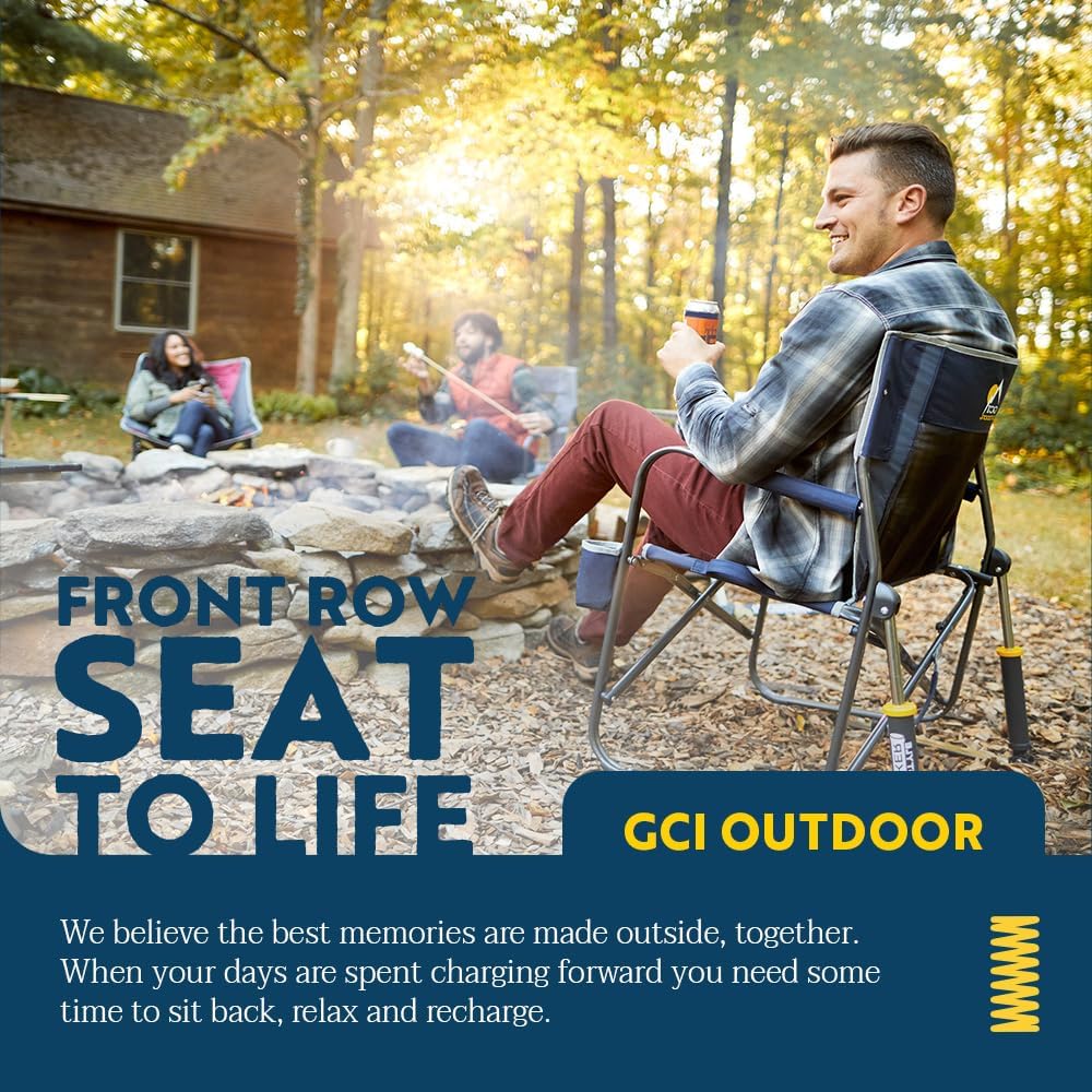 Freestyle Rocker with Side Table Camping Chair | Portable Folding Rocking Chair with Solid, Durable Armrests, Drink