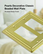 TREEWELL 2-Pack Double Decorator Outlet Cover Plate, Brushed Brass