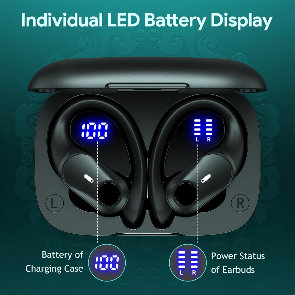 Active Noise Cancelling Ear Buds Wireless Earbuds 80H Playtime Bluetooth Headphones Over Ear Hooks Earphones with