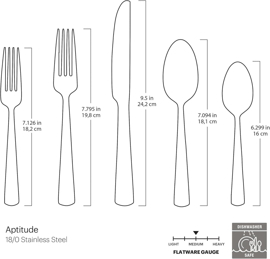 Aptitude Champagne Satin 20-Piece Silverware Set for 4, Flatware
